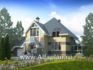 «Светлая жизнь» - проект дома с мансардой, с террасой, красивый дом с окнами в небо