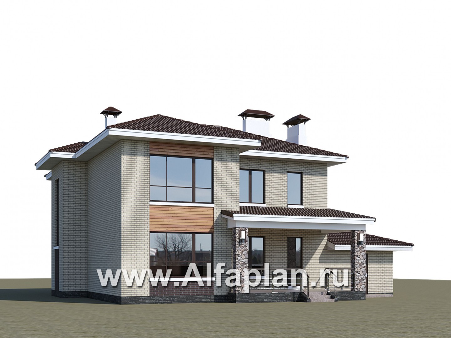 Проекты домов Альфаплан - «Формула успеха» - проект двухэтажного дома из газобетона, в скандинавском стиле, с гаражом - дополнительное изображение №1
