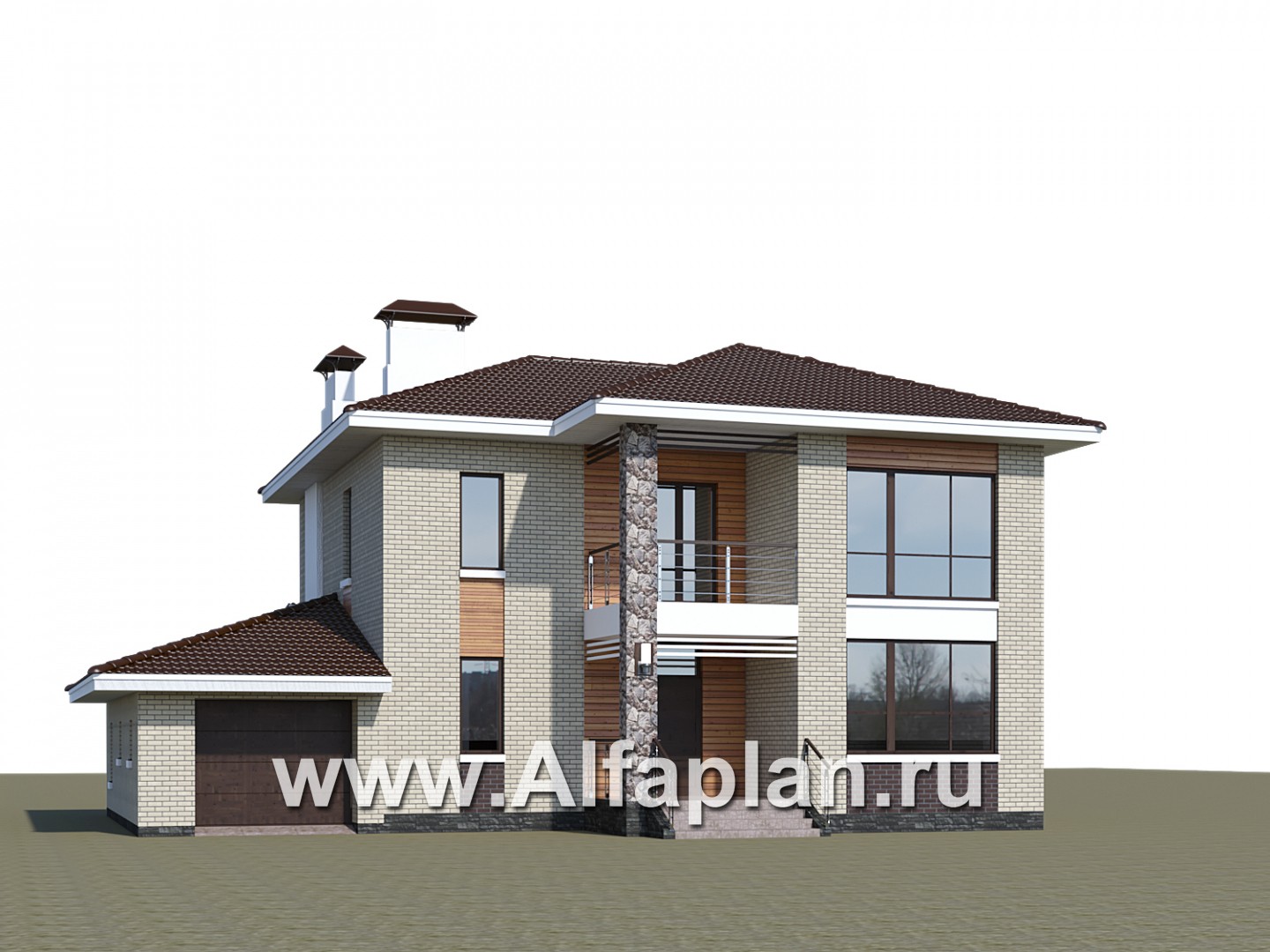 Проекты домов Альфаплан - «Формула успеха» - проект двухэтажного дома из газобетона, в скандинавском стиле, с гаражом - дополнительное изображение №2