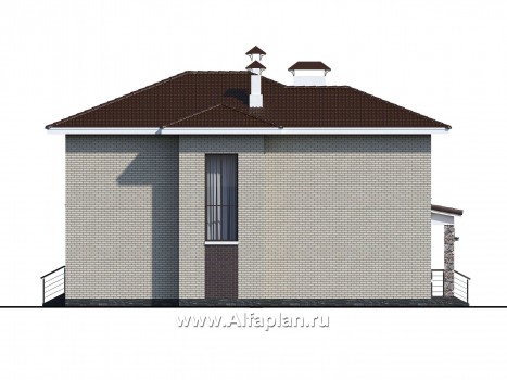 Проекты домов Альфаплан - «Формула успеха» - проект двухэтажного дома из газобетона, в скандинавском стиле, с гаражом - превью фасада №2