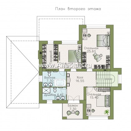 Проекты домов Альфаплан - «Формула успеха» - проект двухэтажного дома из газобетона, в скандинавском стиле, с гаражом - превью плана проекта №2