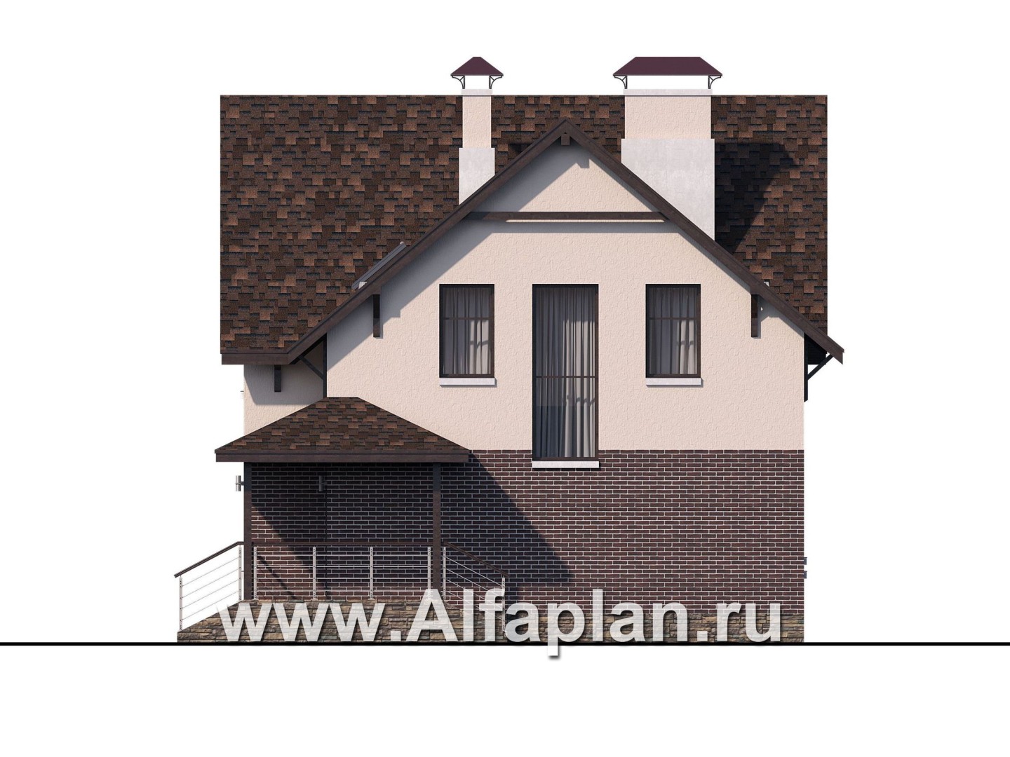 Проекты домов Альфаплан - «Оптима»- стильный современный дом из кирпичей или газобетона - изображение фасада №2
