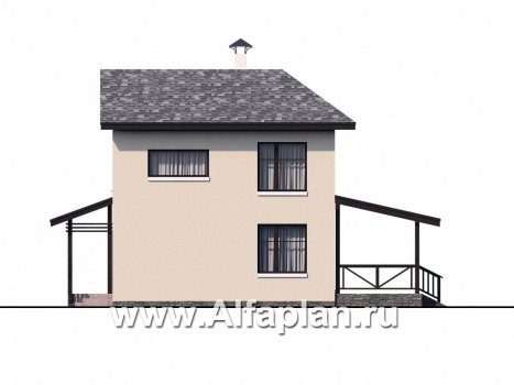 Проекты домов Альфаплан - "Озерный" - проект каркасной дачи с террасой - превью фасада №4