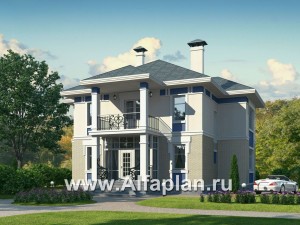Превью проекта ««Аристократ» -  проект современного двухэтажного дома с террасой и балконом, в стиле модерн»