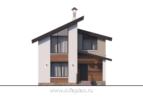 Проекты домов Альфаплан - «Оптима»- проект двухэтажного дома, в современном стиле, удобная планировка - превью фасада №1