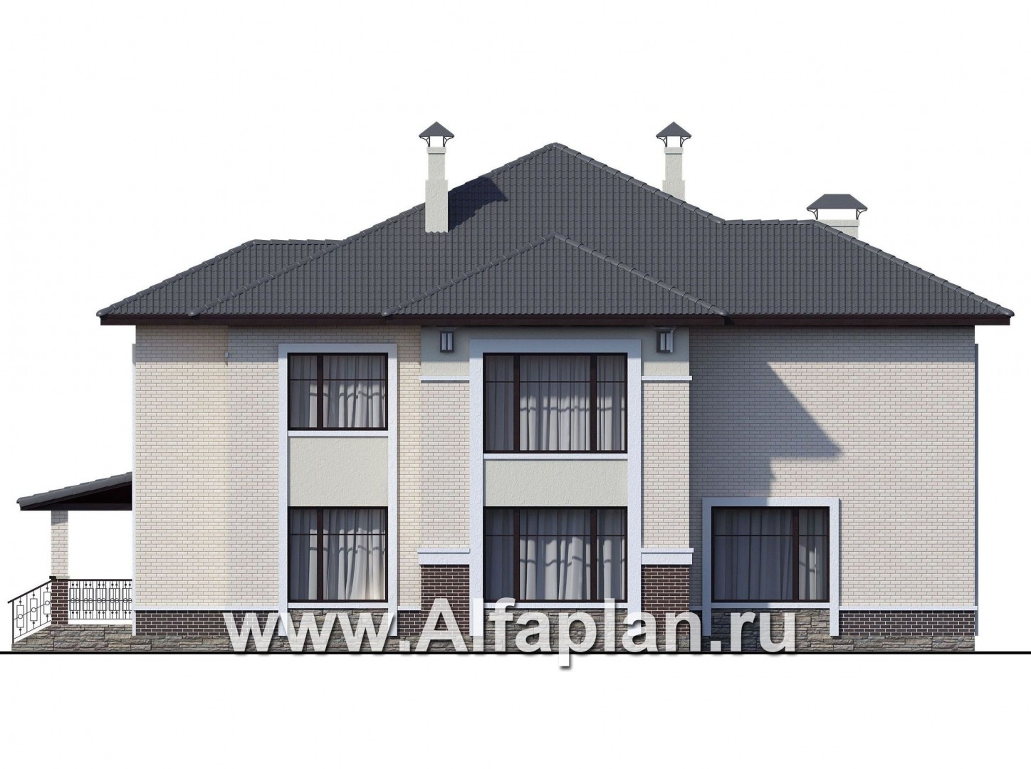 Проекты домов Альфаплан - «Сена» — респектабельный двухэтажный особняк - изображение фасада №4