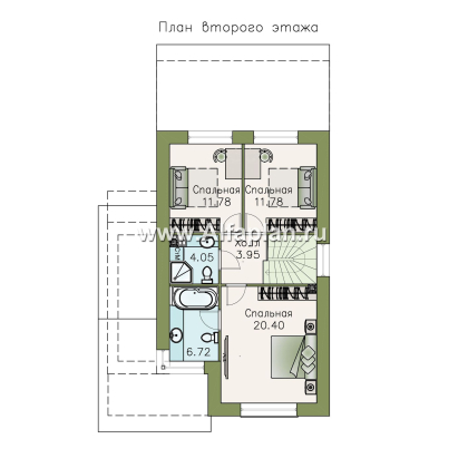 «Весна» - проект двухэтажного дома, планировка с террасой, в скандинавском стиле - превью план дома