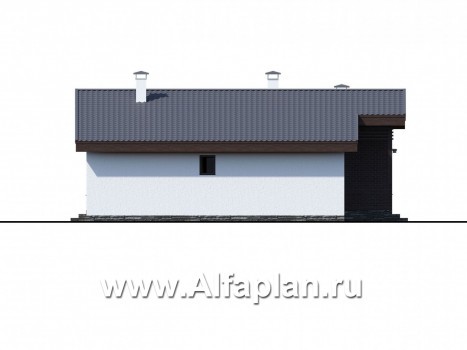 Проекты домов Альфаплан - «Альфа» - проект одноэтажного дома, с сауной и с террасой в скандинавском стиле - превью фасада №3