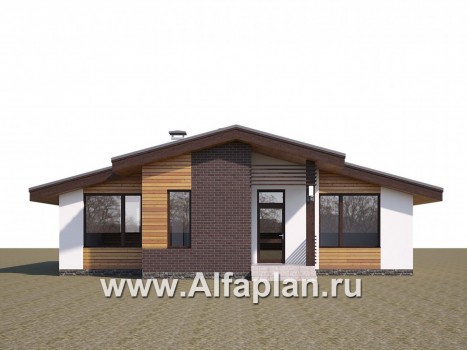 Проекты домов Альфаплан - «Альфа» - проект одноэтажного дома, с сауной и с террасой в скандинавском стиле - превью дополнительного изображения №2