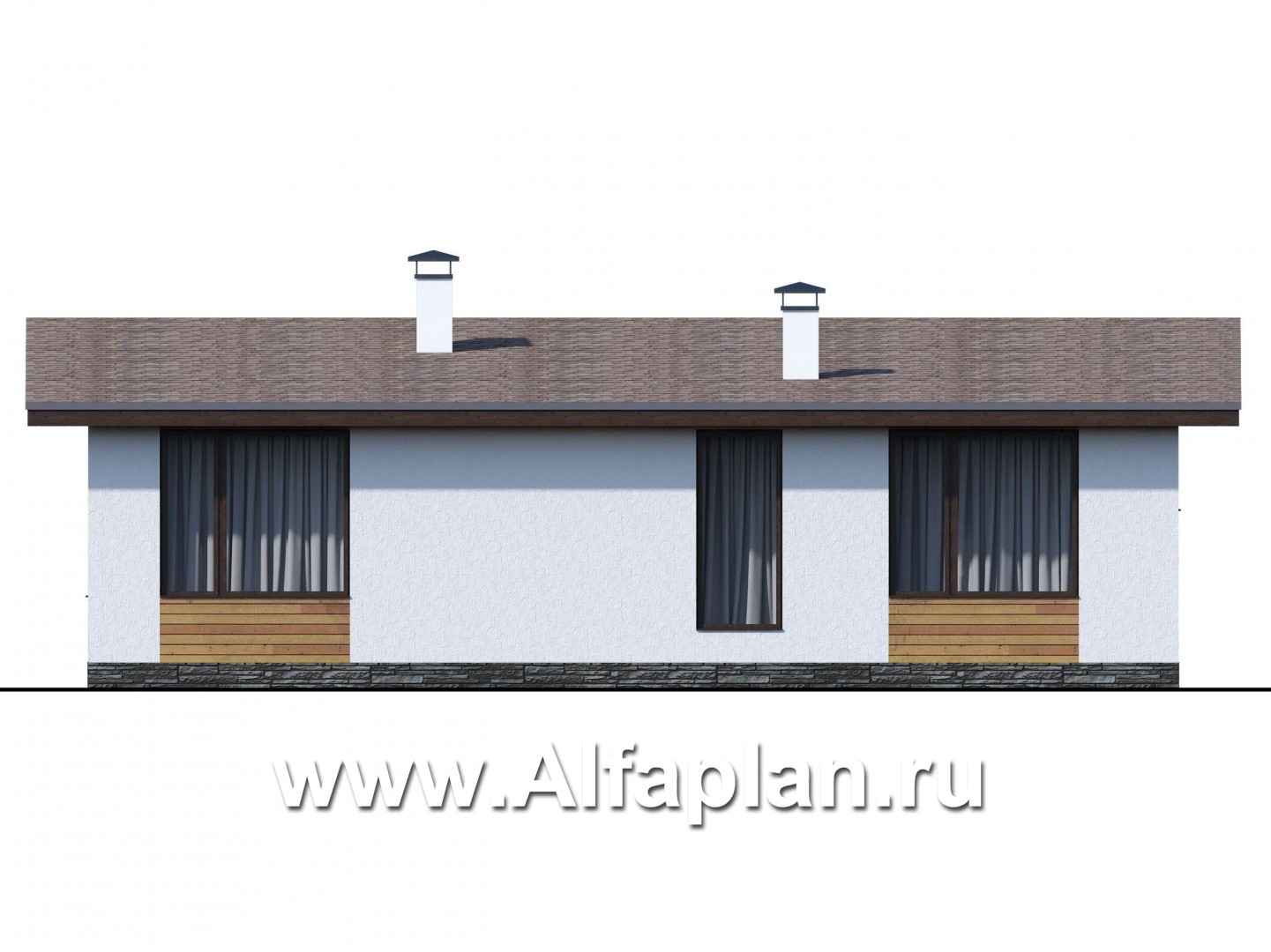 Проекты домов Альфаплан - «Бета» - проект одноэтажного каркасного дома с террасой, в скандинавском стиле - изображение фасада №4