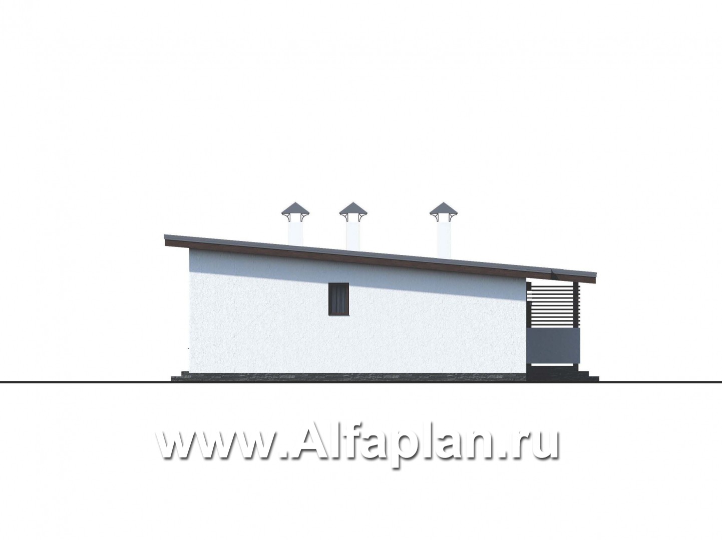 Проекты домов Альфаплан - «Зита» -  проект одноэтажного дома, с террасой, в скандинавском стиле - изображение фасада №3