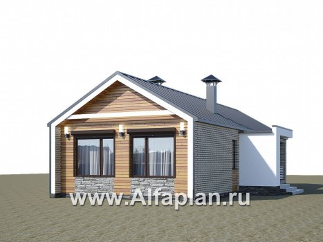 Проекты домов Альфаплан - «Тета» -  проект одноэтажного дома в стиле барн, с террасой, 2 спальни - превью дополнительного изображения №2