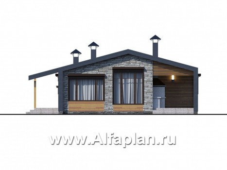 Проекты домов Альфаплан - «Йота» - каркасный дом с сауной - превью фасада №1