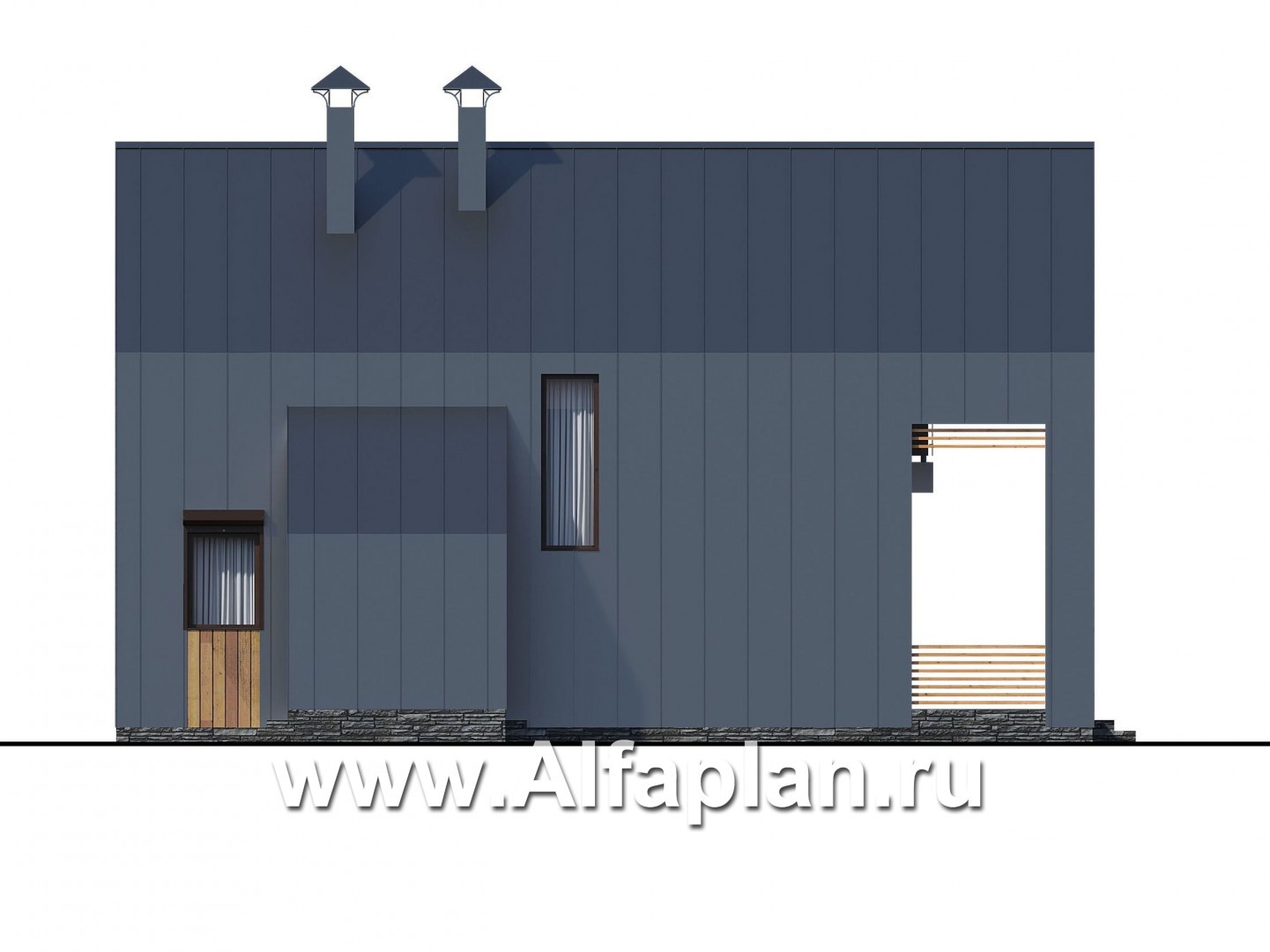 Проекты домов Альфаплан - «Сигма» - стильный двухэтажный каркасный дом - изображение фасада №3