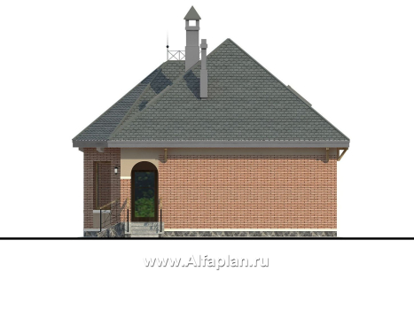 Проекты домов Альфаплан - «Душечка» - проект дома с мансардой, с террасой и вторым светом - превью фасада №2