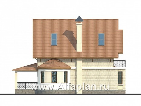 «Золотая середина» - проект коттеджа с жилой мансардой, палнировка с сауной, с эркером и с балконом - превью фасада дома