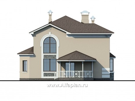 Проекты домов Альфаплан - «Белоостров»- классический коттедж с удобной планом - превью фасада №4