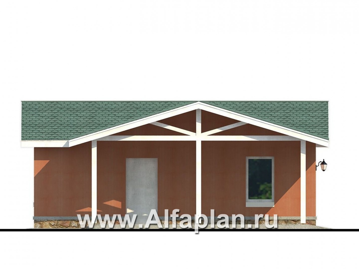 Проекты домов Альфаплан - Закрытый гараж и навес для авто - изображение фасада №3