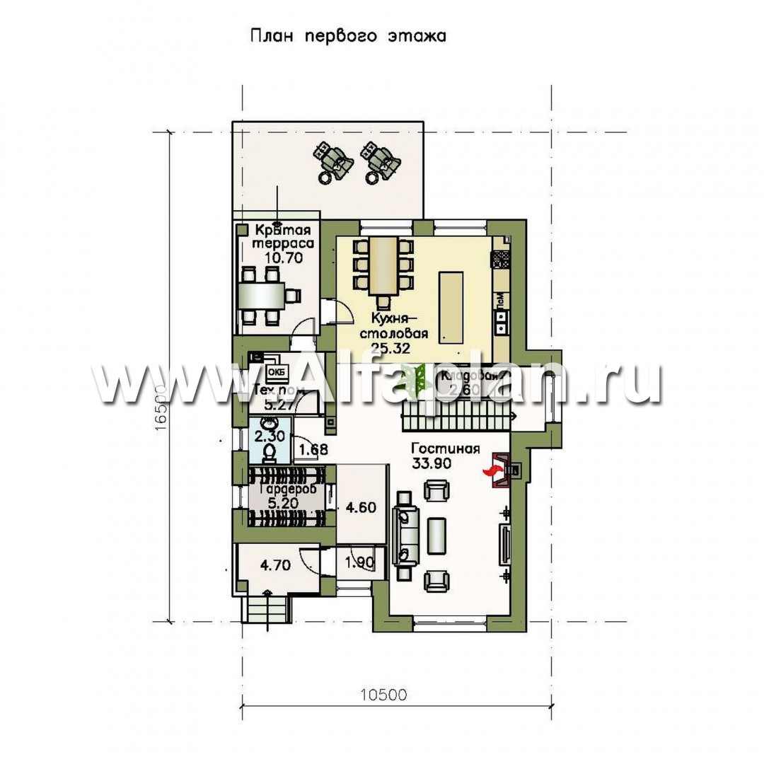 Проекты домов Альфаплан - «Потемкин» - элегантный двуxэтажный коттедж - изображение плана проекта №1