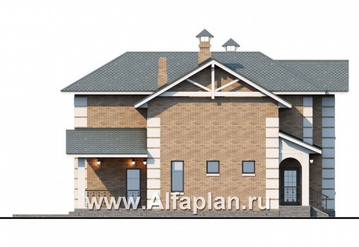 Проекты домов Альфаплан - «Потемкин» - элегантный двуxэтажный коттедж - превью фасада №3