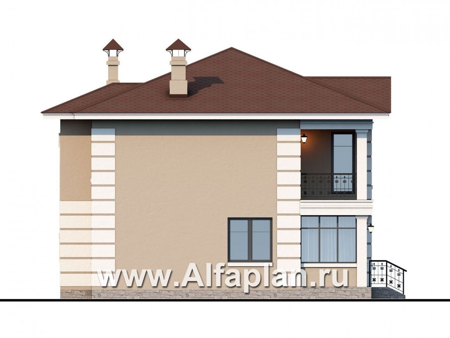 Проекты домов Альфаплан - «Знаменка»- удобный коттедж с навесом для машины - изображение фасада №3