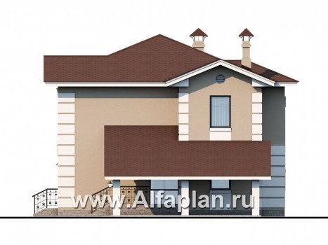 Проекты домов Альфаплан - «Знаменка»- удобный коттедж с навесом для машины - превью фасада №2