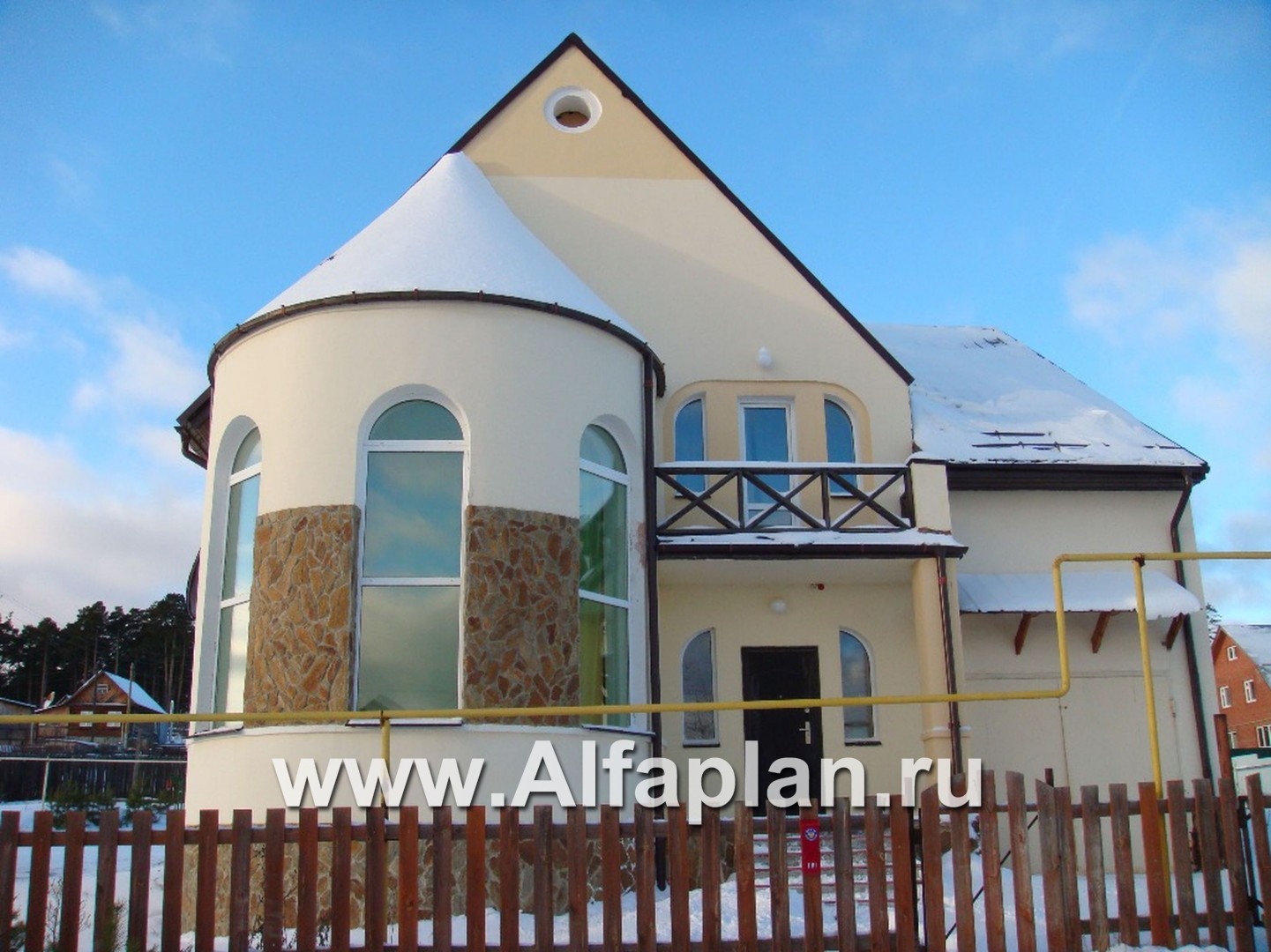 Проекты домов Альфаплан - «Онегин» - представительный загородный дом в стиле замка - дополнительное изображение №3