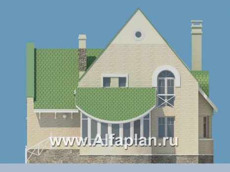Проекты домов Альфаплан - «Онегин» - представительный загородный дом в стиле замка - превью фасада №4