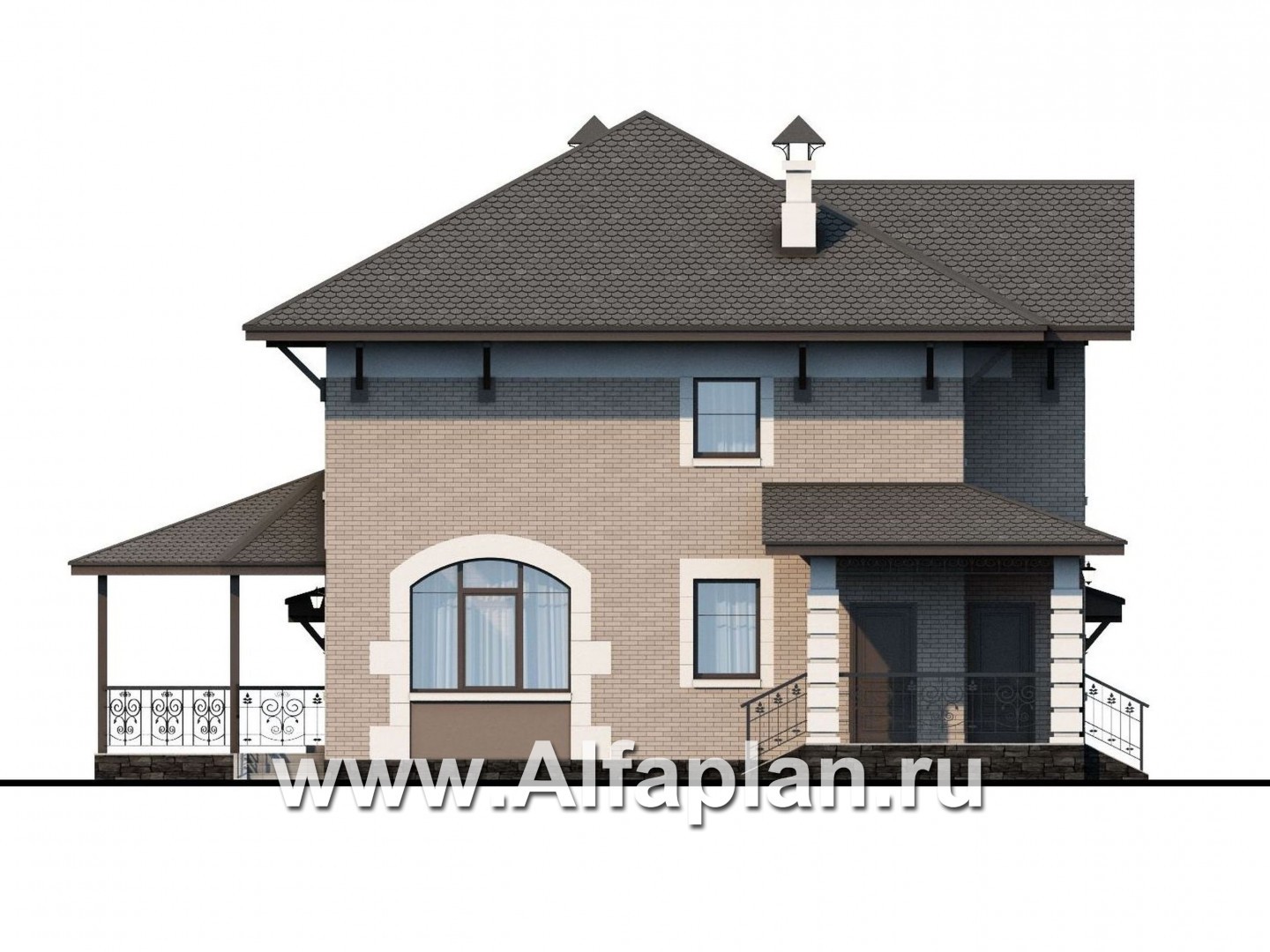 Проекты домов Альфаплан - «Фея сирени» - изящный дом с гаражом - изображение фасада №3