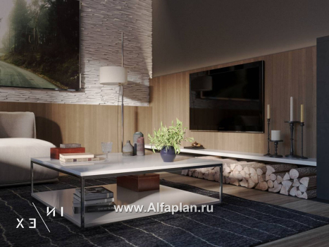 Проекты домов Альфаплан - «Виньон» - проект одноэтажного дома, планировка с большой террасой, 2 спальни - превью дополнительного изображения №6