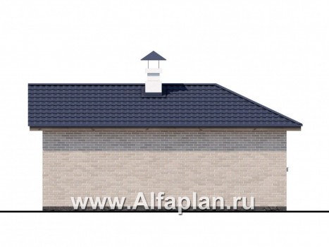 Проекты домов Альфаплан - Небольшая уютная баня с террасой (беседкой) - превью фасада №4