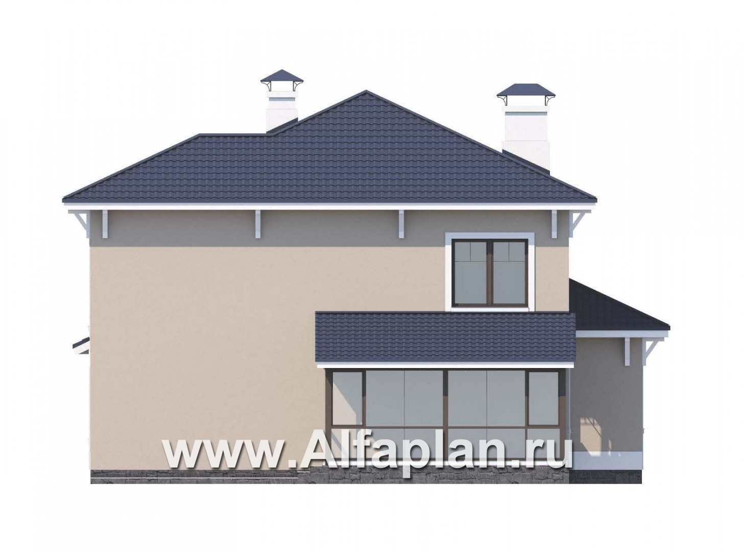 Проекты домов Альфаплан - «Эликсир» - изящный коттедж с входом с юга - изображение фасада №3