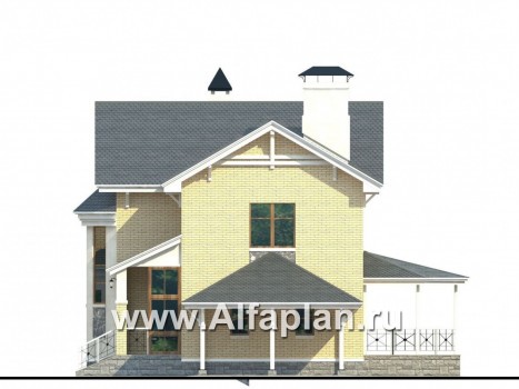 Проекты домов Альфаплан - «Лидер» - рациональный проект дома с навесом для машины - превью фасада №2