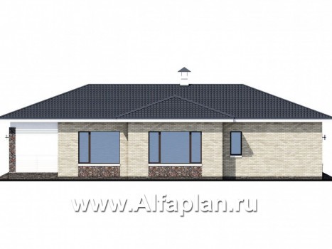 Проекты домов Альфаплан - «Муза» - современный одноэтажный коттедж с террасой - превью фасада №3
