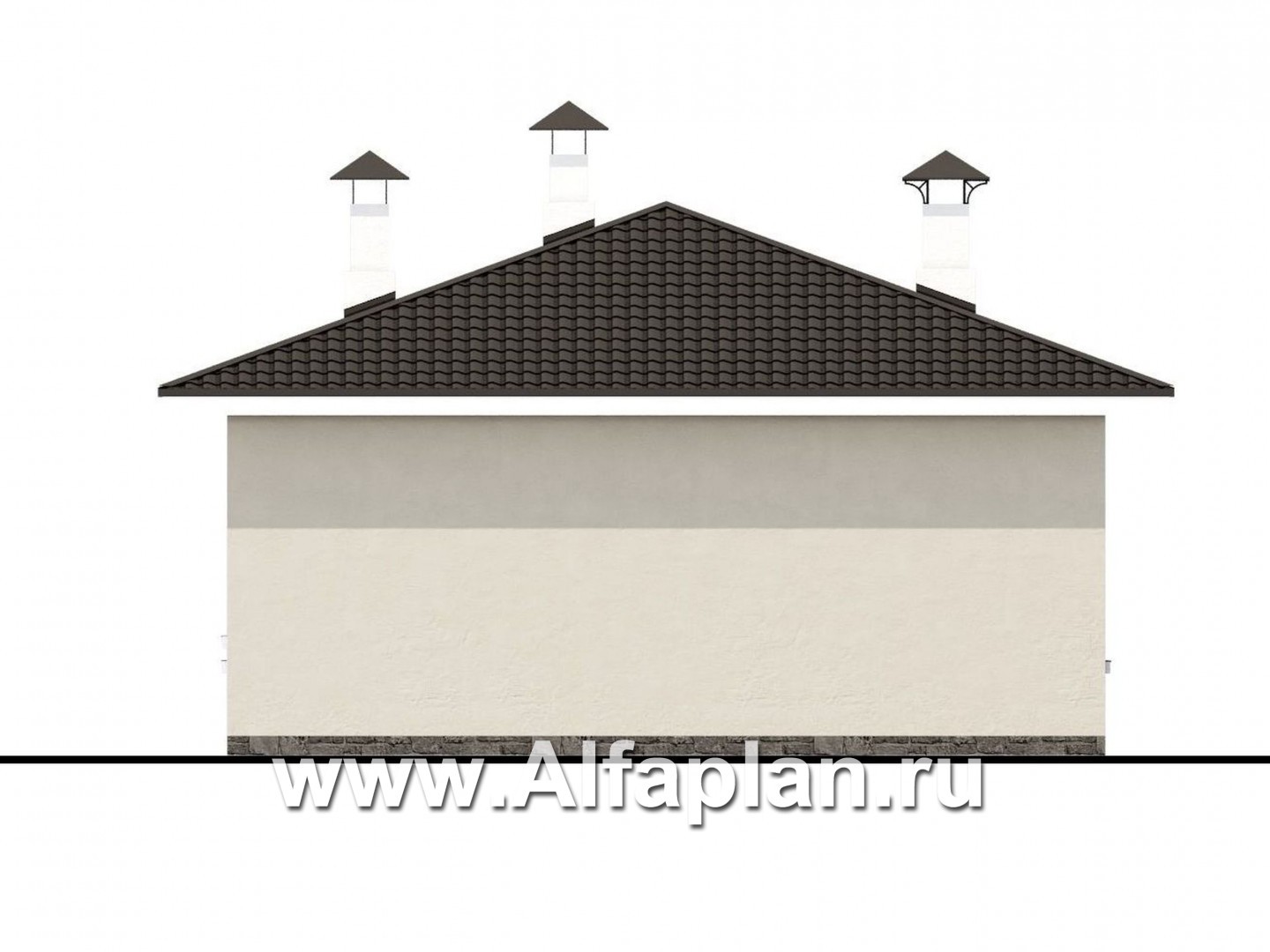 Проекты домов Альфаплан - «Мелета» - проект одноэтажного дома из газобетона, 3 спальни, с террасой на входе, в современном стиле - изображение фасада №4