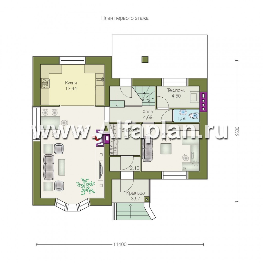 Проекты домов Альфаплан - «Фантазия» - проект дома с компактным планом для небольшого участка - изображение плана проекта №1