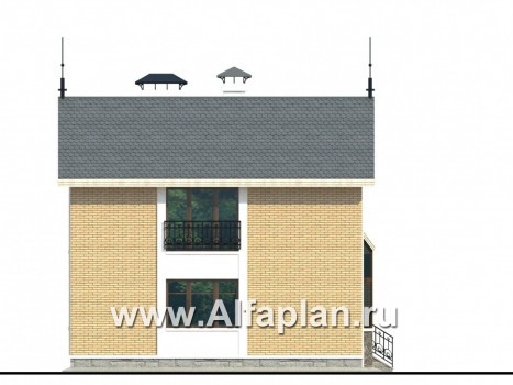 Проекты домов Альфаплан - «Фантазия» - проект дома с компактным планом для небольшого участка - превью фасада №3