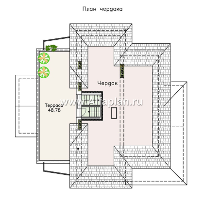 Проекты домов Альфаплан - «Три  семерки» - проект трехэтажного дома, гараж в цоколе, второй свет и панорамные окна, современный дизайн дома - превью плана проекта №5