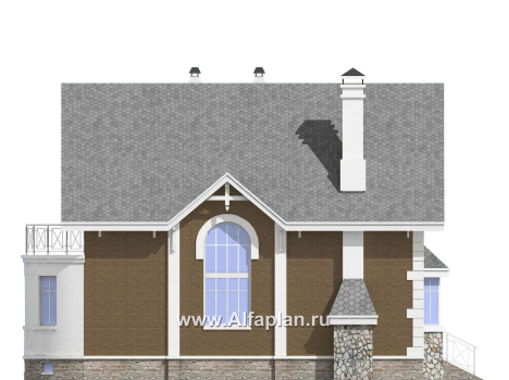 «Ретростилиса Плюс» - проект двухэтажного дома, с террасой, с гаражом и с цокольным этажом - превью фасада дома