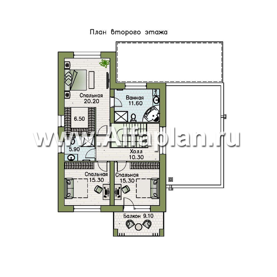 581A «Футура» - современный двухэтажный дом, с террасой и с плоской крышей,  в стиле минимализм: цена | Купить готовый проект с фото и планировкой