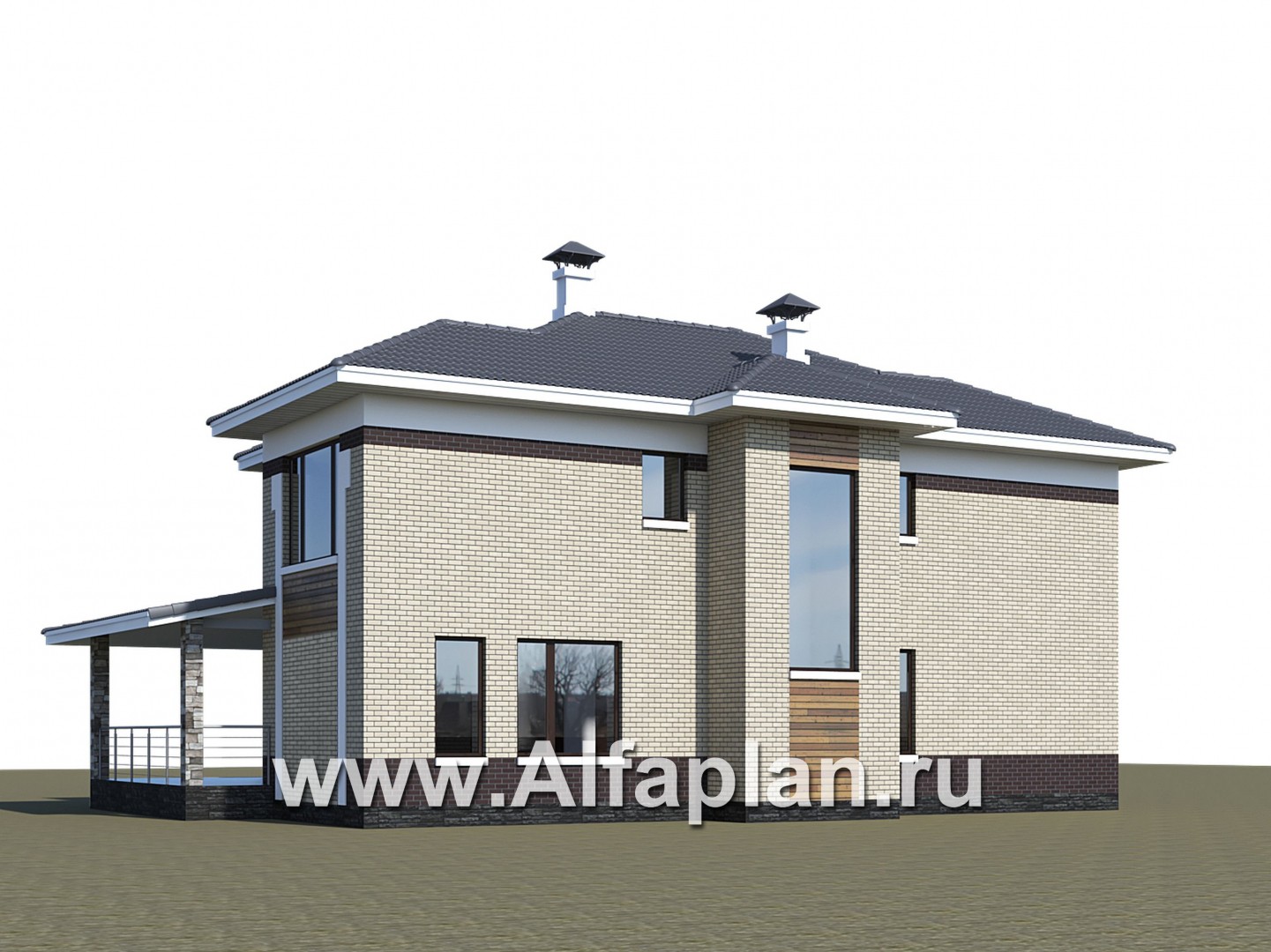 Проекты домов Альфаплан - «Фрида» - проект современного двухэтажного дома с удобной планировкой - дополнительное изображение №2