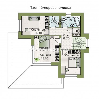 «Квантум» - современный двухэтажный дом, с террасой, с комнатой на 1 этаже, для углового участка - превью план дома