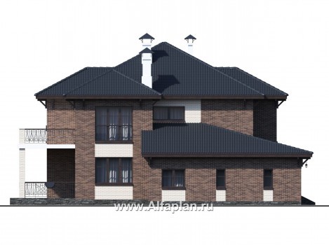 «Монтекки» - проект двухэтажного дома, с террасой и гаражом на 2 авто, в немецком стиле, баварская кладка - превью фасада дома