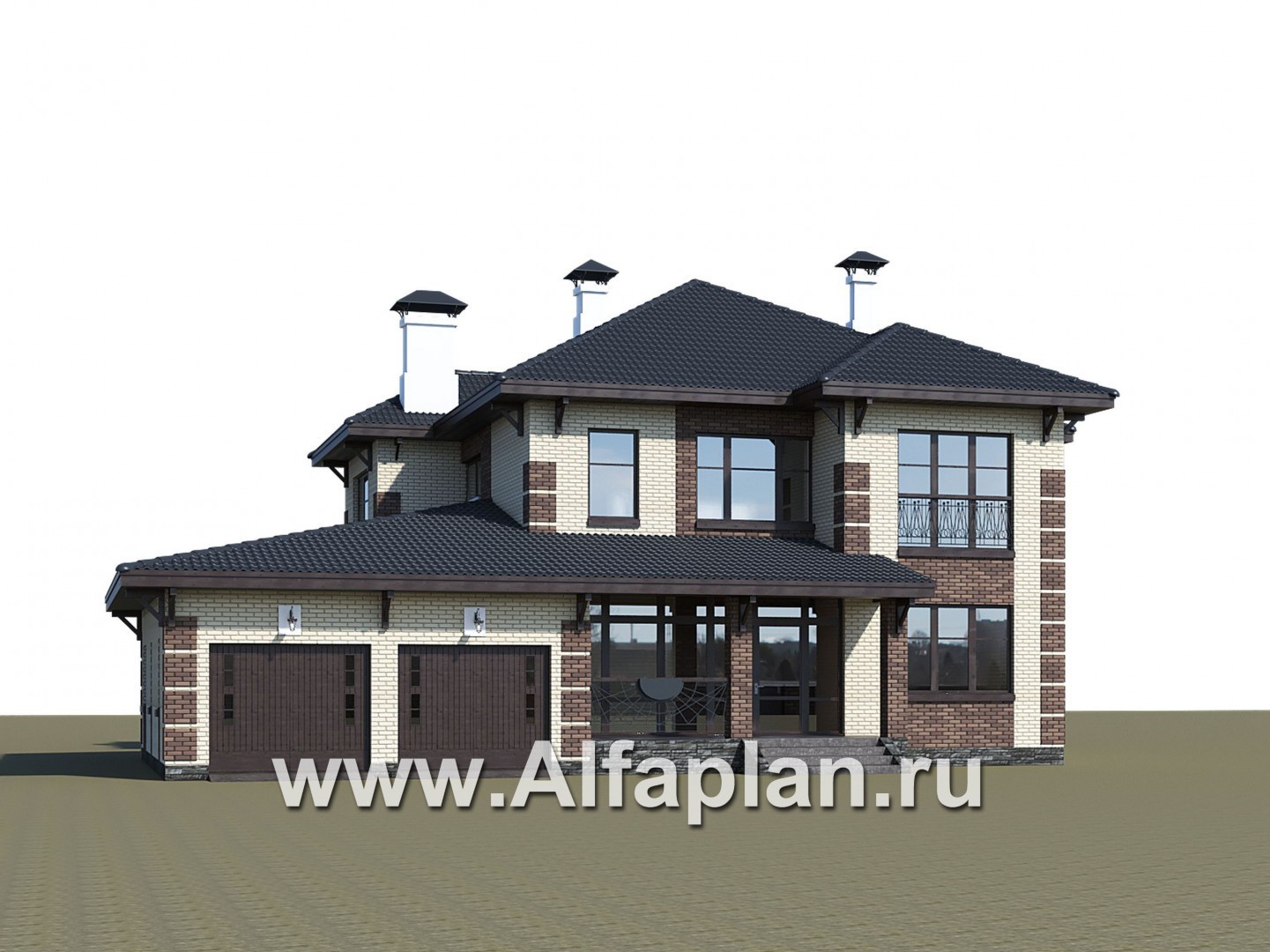 «Монтекки» - проект двухэтажного дома, с террасой и гаражом на 2 авто, второй свет в холле - дизайн дома №2