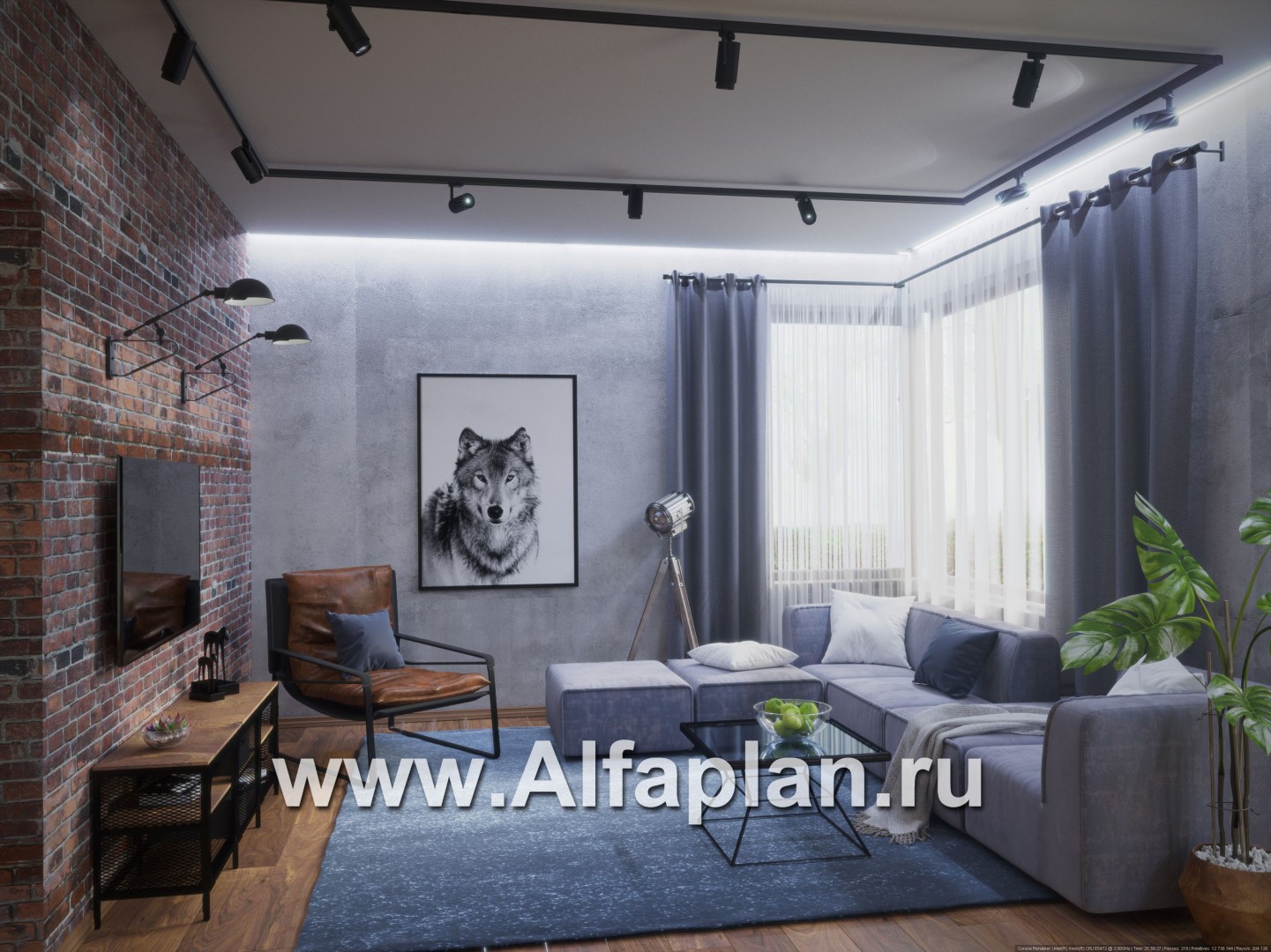 Проект двухэтажного дома, планировка с лестницей в центре, в современном стиле - дизайн дома №1