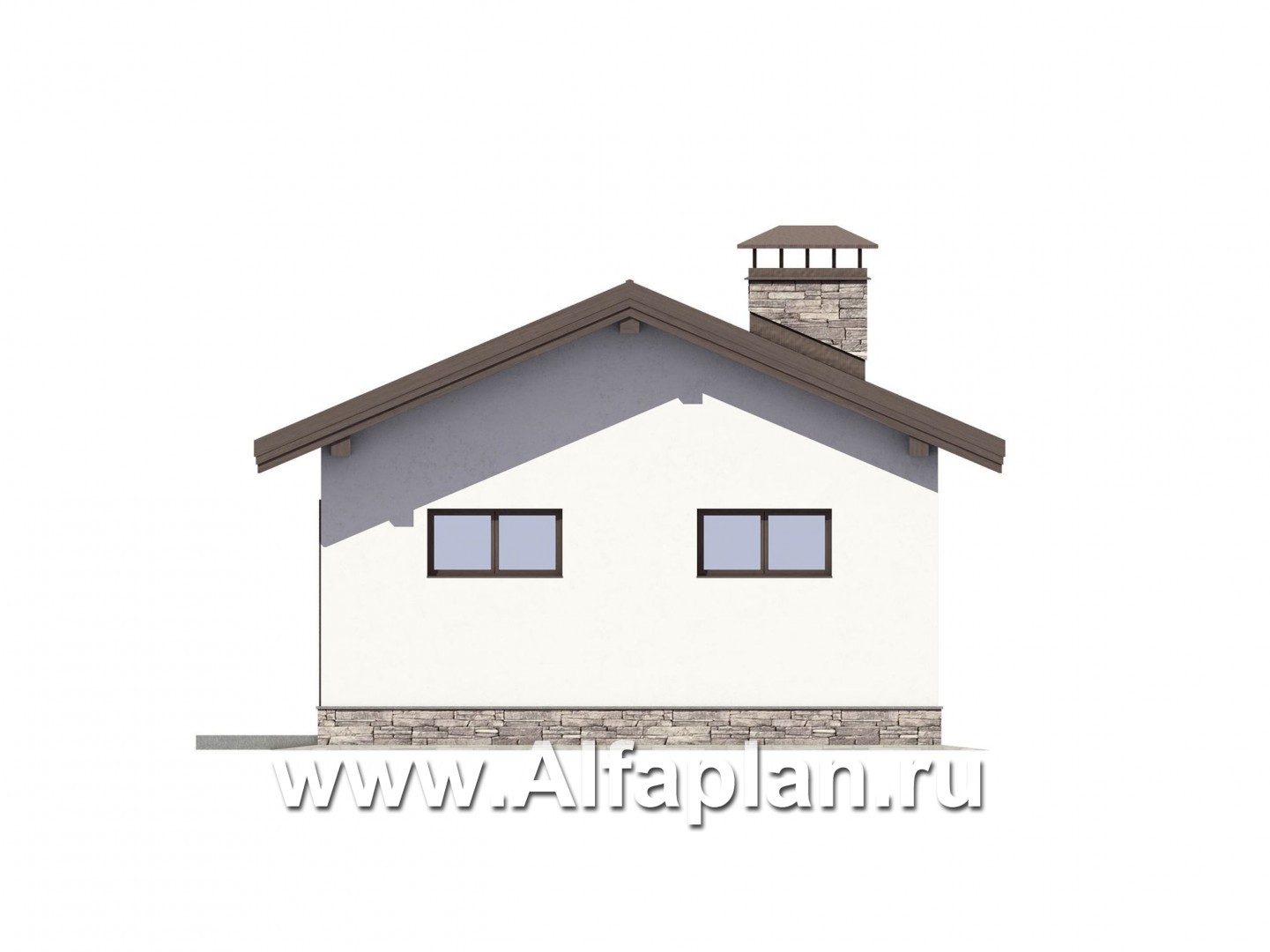 Проект хозблока с навесом на 1 авто - фасад дома