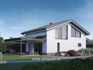 Проект бани с мансардой и с террасой, дом для отдыха, дача