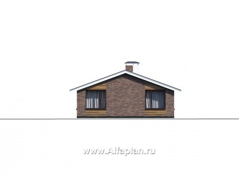 Проекты домов Альфаплан - «Эвтерпа» - одноэтажный дом с  тремя спальнями для узкого участка - превью фасада №1