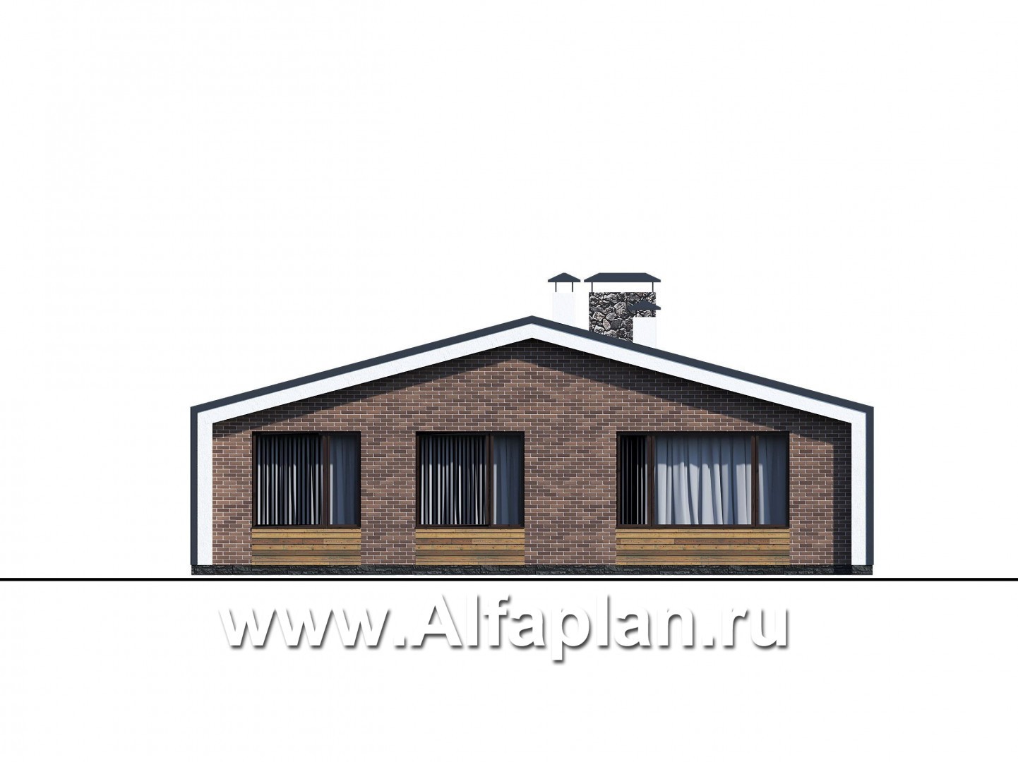 Проекты домов Альфаплан - «Веда» - проект одноэтажного дома в стиле барн (три спальни) - изображение фасада №3