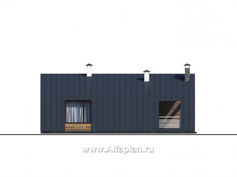 Проекты домов Альфаплан - «Веда» - проект одноэтажного дома в стиле барн (три спальни) - превью фасада №2